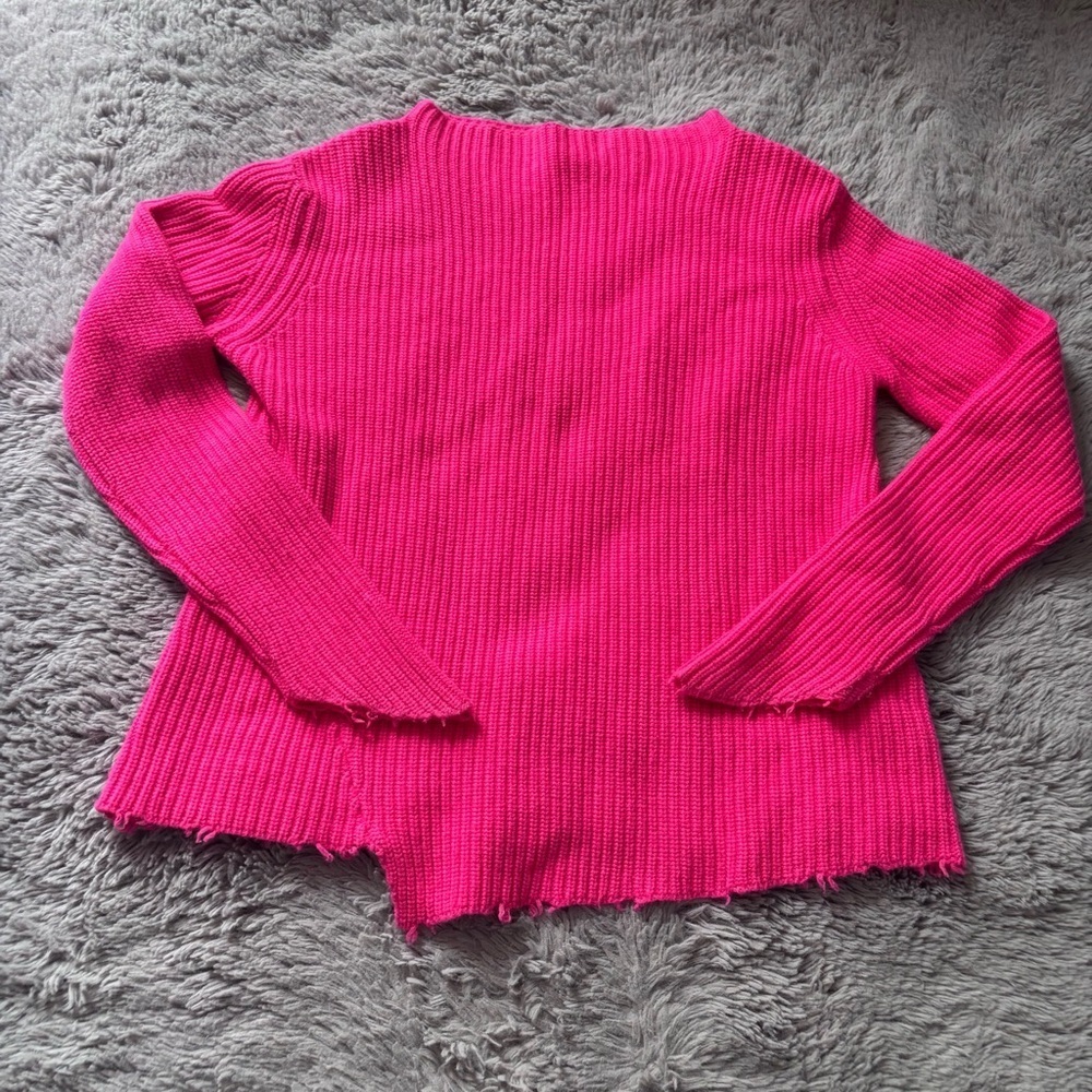 Generation Love Sadie Cashmere & Wool Asymmetric Sweater Hot Pink Medium - Picture 2 of 10